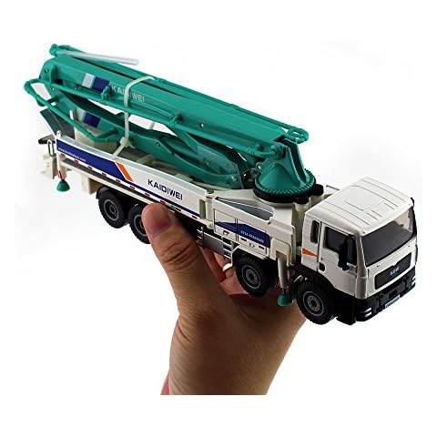 Tipmant Alloy Die-cast Vehicle Model Toy Engineering Concrete Pump Truck Car High Simulation Kids Gift 1:55 Scale (White) Cover