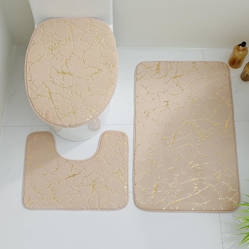 Tapis de toilette à motif estampé doré pour douche et sol de salle de bain