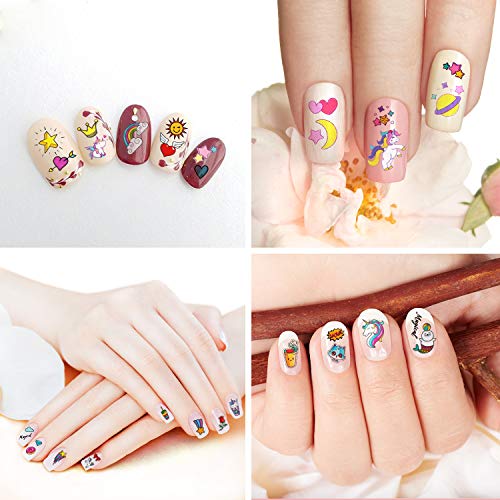 12 Blatt Nagelsticker Einhorn, VETPW Nagelaufkleber Wassertransfer Nagel Abziehbilder mit Muster Regenbogen Früchten… – Bild 6