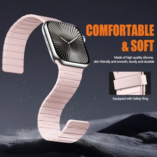 Image of SNBLK Magnetic Watchband Compatible with Apple Watch for Men 44mm 45mm 46mm 49mm 42mm 41mm 40mm 38mm Women, Silicone Sport Strong Magnet Strap for iWatch Series 11 Ultra 3 Ultra 2 Se 10 9 8 7 6 5 4 1