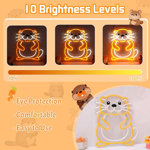 Image of CoolGift Mart Beaver Neon Sign, Dimmable Wall Decor Light, Birthday Party Decorations for Home, Patio, Garden, Bars, Restaurants, Hotels, Stores, Clubs, Gift for Friends Family and Kids