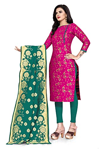 Image of AKHILAM Women's Jacquard Cotton Silk Unstitched Straight Salwar Suit Dress Material (6BNRS5 Parent)