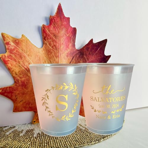 Personalized Frosted Wedding Cups Custom Plastic Cups Plastic Cups for Wedding10oz 12oz 16oz Party cups Monogrammed Wedding Favor cups