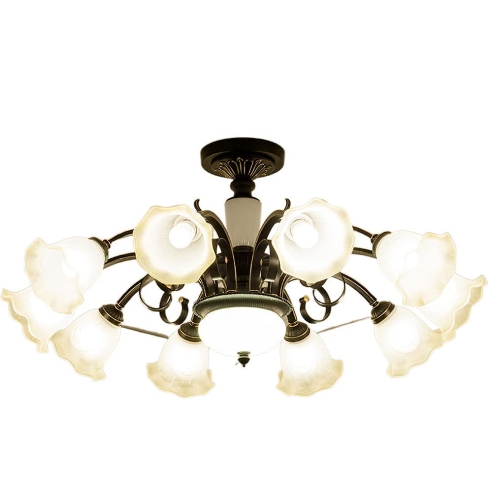 Lampe européenne méditerranéenne haut de gamme en fer forgé 10 lumières E27