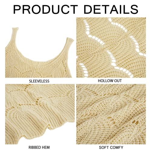 Womens Sexy Crochet Cover Up Swimwear Mesh Dress See Through Fishnet Beach Swimsuit Top Beige
