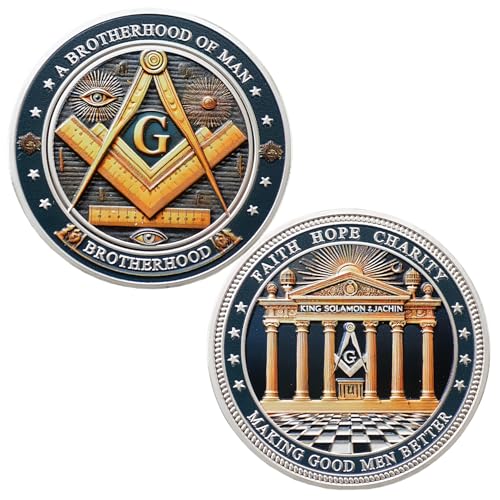 Freemason Challenge Coin Masonic Symbol Coin Blue Lodge Mason Coin (Silvery)