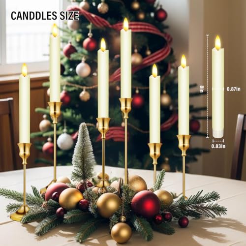 Image of Upgraded Real Wax LED Flameless Taper Candles with Remote, 8 Inch Ivory Candlesticks Battery Operated 3D Flickering - 8 inch Realistic Fake Candle Sticks for Home /Wedding /Fireplace Xmas Decor