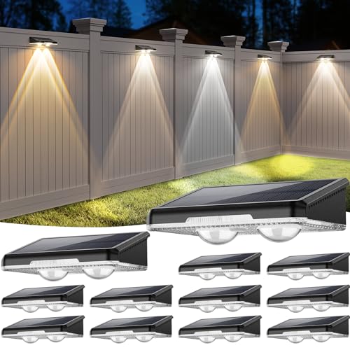 UGDLUCK Solar Fence Lights Outdoor, 7 Fixed Colors ＆ Color Changing IP65 Waterproof Solar Powered Lights for Backyard/Patio/Fence/Wall/Deck/Step/Porch/Railings/Pool(2pack)
