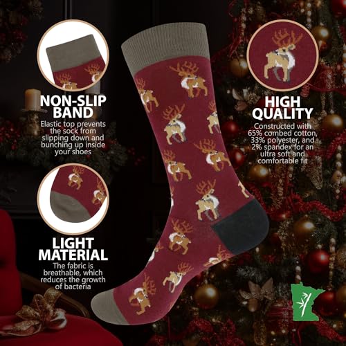 BambooMN Men's Christmas Socks Cotton Colorful Design Fashion Novelty Dress Xmas Theme Socks - Assorted Packs3