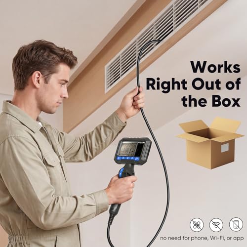 Image of T Takmly Two-Way Articulating Borescope with Light, 210 Steerable 1080P Endoscope Camera, 0.23inch Semi-Rigid Snake Scope, 4.3 inch IPS Screen, 32GB, 5.5FT for Automotive Engine HVAC Wall Mechanics