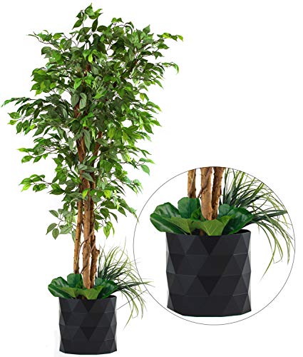 GARDEN COUTURE Deluxe 72" FICUS Silk Leaf Artificial Tree + Premium Fiddle Leaf
