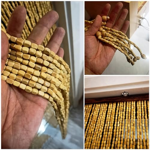 Rideau de porte en bois suspendu rétro pour placard, fenêtre et couloir vintage - 5