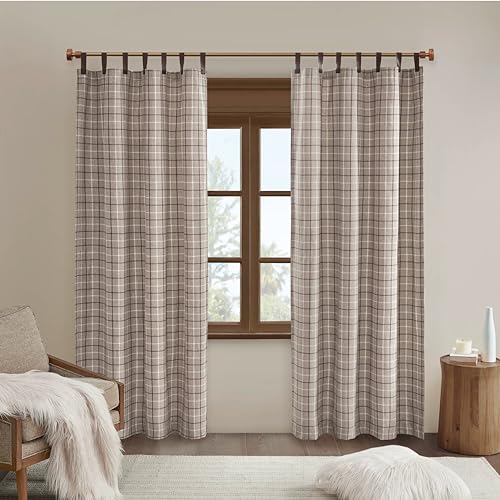 Madison Park Anaheim Cabin Plaid Curtain Window, Thermal Insulated Fleece Lining, Living Room Decor Room Darkening Drape for Bedroom, 1-Single Panel Pack, 50
