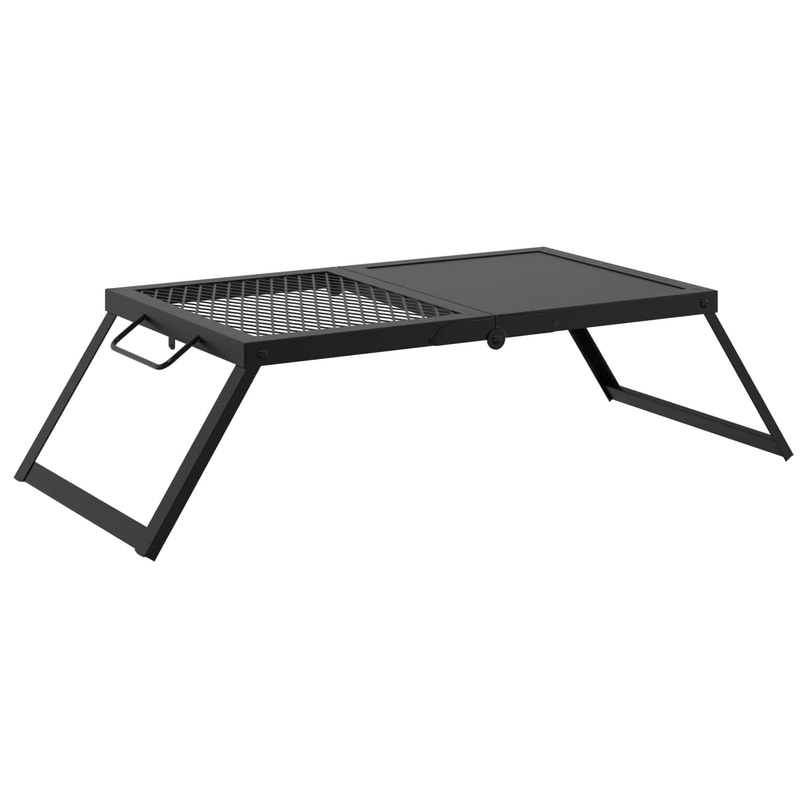 Griglia da campeggio pieghevole, nera, 31,5 x 26,5 x 4 cm | Acciaio legato resistente, manici in ABS, uso esterno giardino, balcone, cortile