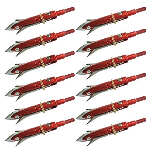 Zzuus 12Pcs Archery Red Broadheads 100 Grain 2.1" Cut For Compound Bow Crossbow Arrowheads With Plastic Portable Broadheads Case #TOP2