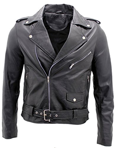 Men’s Retro Brando Casual Black Leather Biker Jacket
