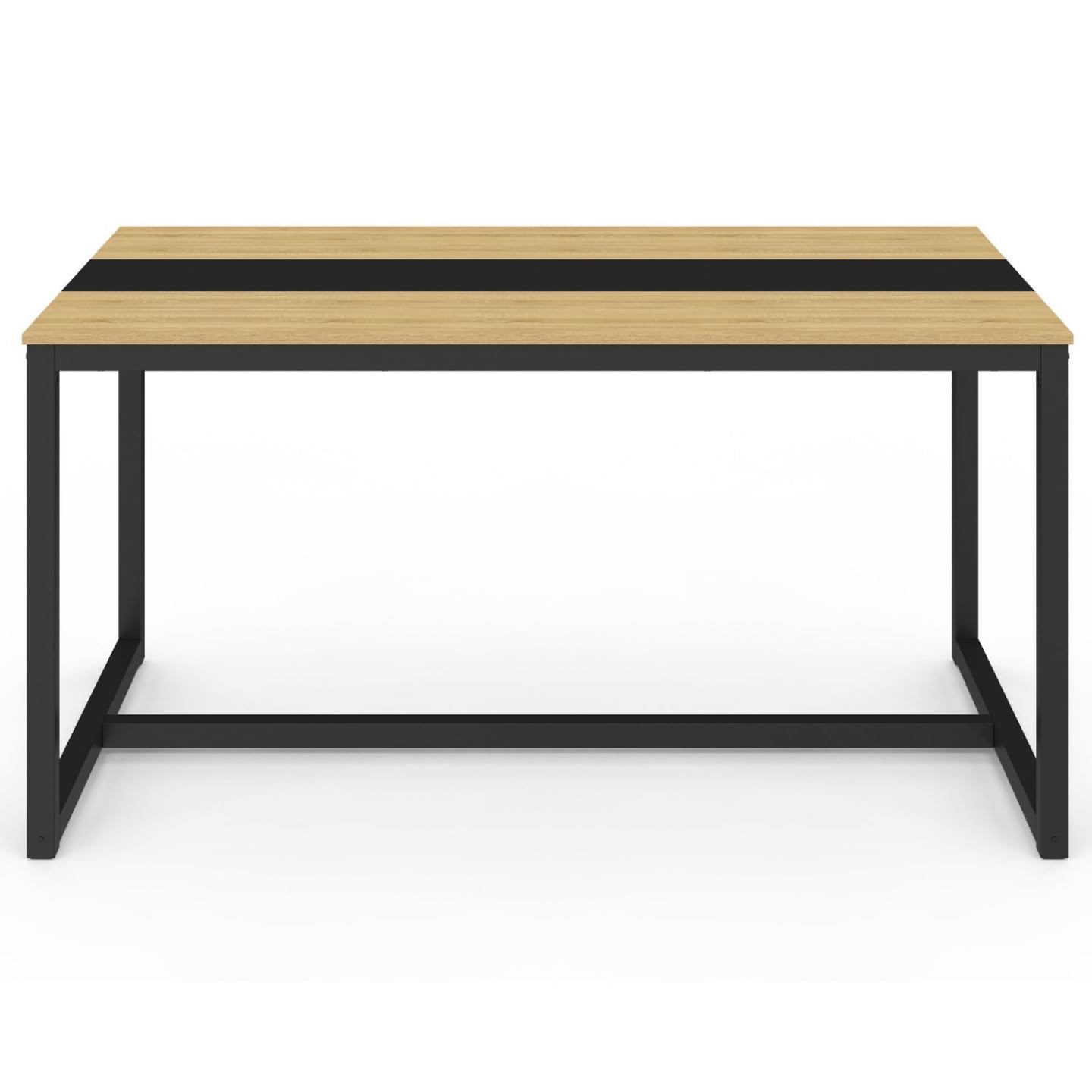 IDMarket - Mesa de comedor rectangular Dover 8 personas con banda central negra, diseño industrial, 150 cm