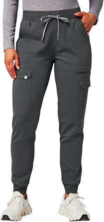 Fabletics Womens Evoke Cargo Scrub Jogger - MotionTech, 4-Way Stretch, Wrinkle-Resist, Anti-Shrink