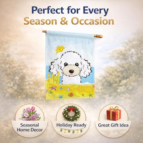 Drapeau caniche blanc grand format en toile de canevas resistante aux UV - 7