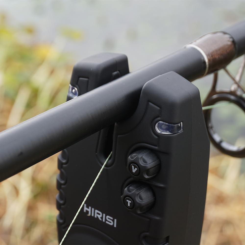 Hirisi Tackle Drahtloses Karpfenangeln Bissanzeiger Set 4+1Wasserdichtes Angelzubehör Bissanzeiger mit Funk (FBA-SQ--2)