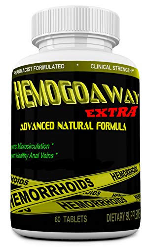 HEMOGOAWAY Extra Natural Hemorrhoid Treatment, Pain Relief Pills . Natural Hemorrhoid Support (Extra Strength 1905Mg). 60 Tablets