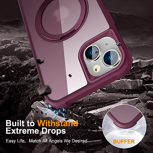 Image of Compatible with iPhone 15 Case with Stand 6.1 inch,Wine Red