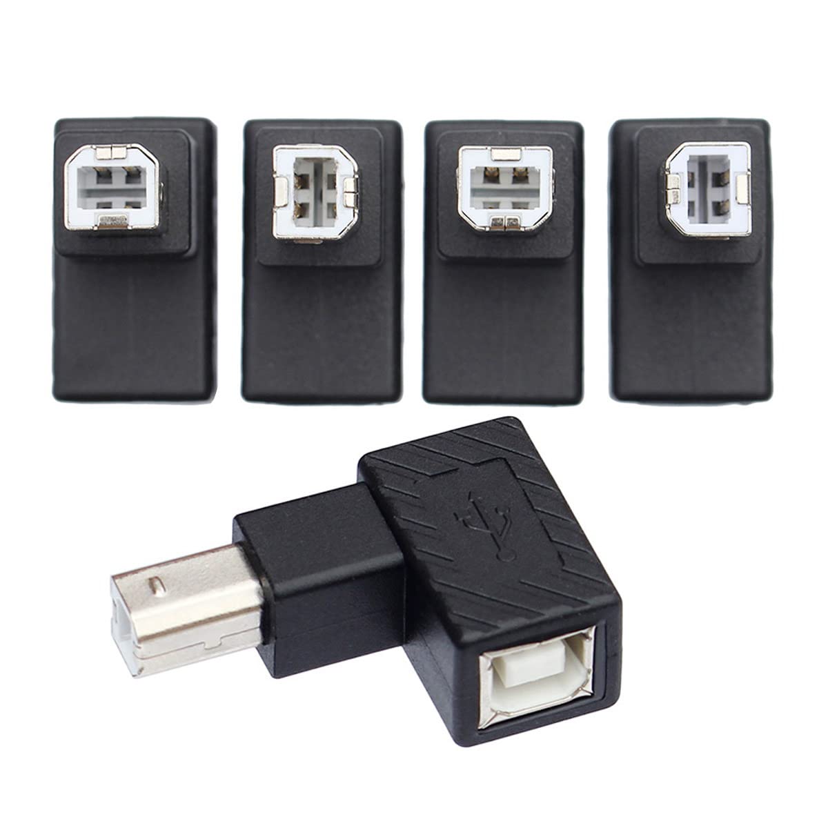 chenyang 4Pcs USB 2.0 B Type Male to Female Extension Adapter Horizontal Vertical Angled 90 Degree for Disk Scanner