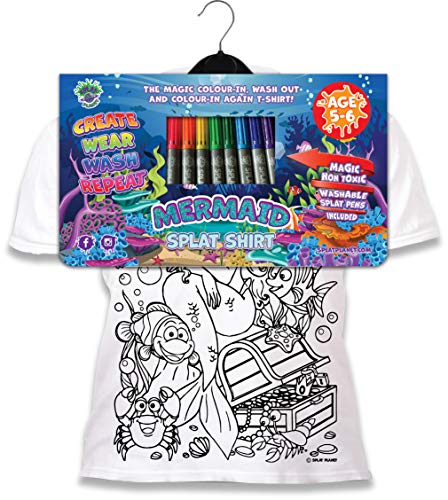 Splat Planet Color in Mermaid T-Shirt with 10 Non-Toxic Washable Magic Markers - Color in and Wash Out T-Shirt4