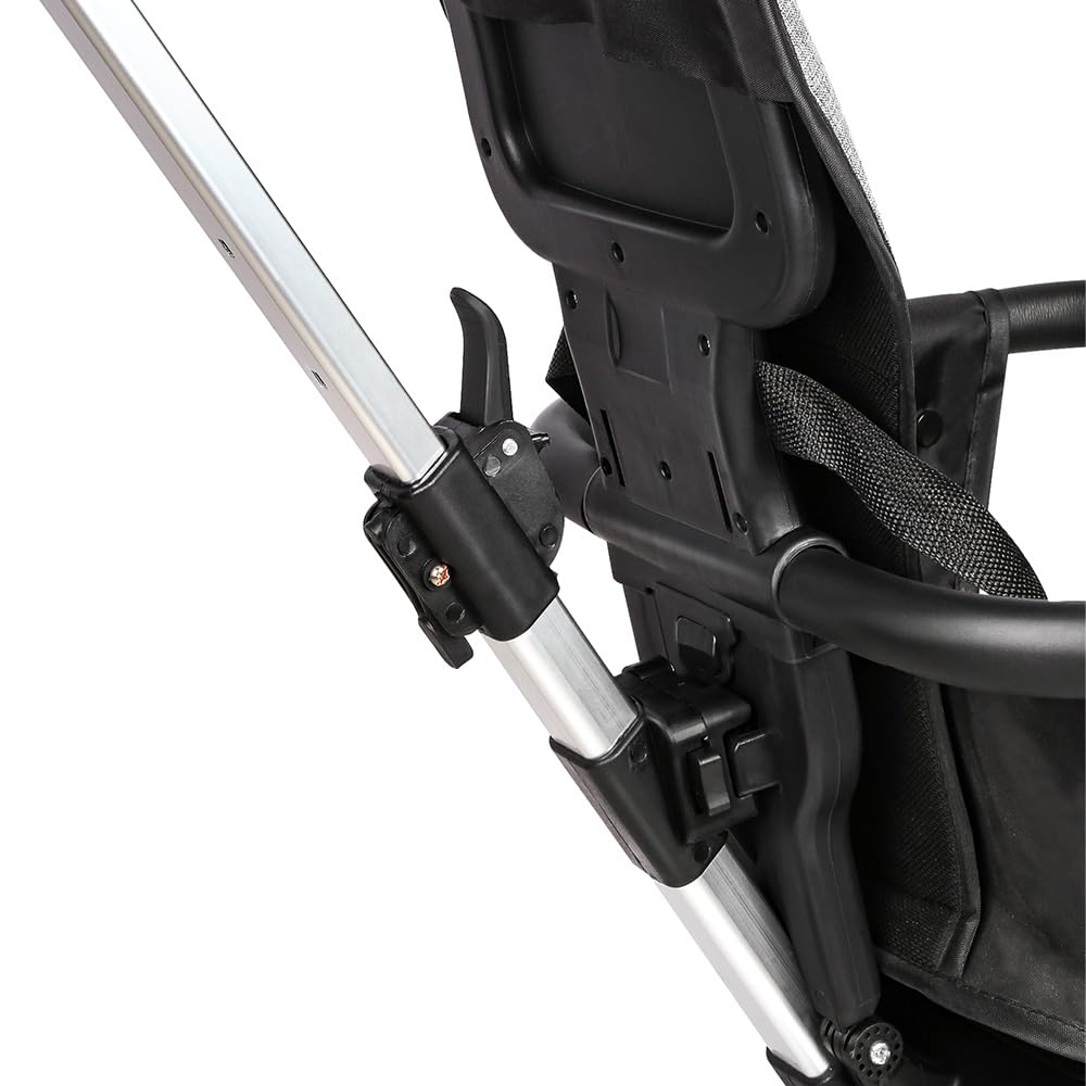 Cochecito de bebé ligero, de 0 a 22 kg, respaldo reclinable y ajustable, asiento espacioso, doble freno y ruedas giratorias, 30 x 55 x 86,5 cm, gris + negro