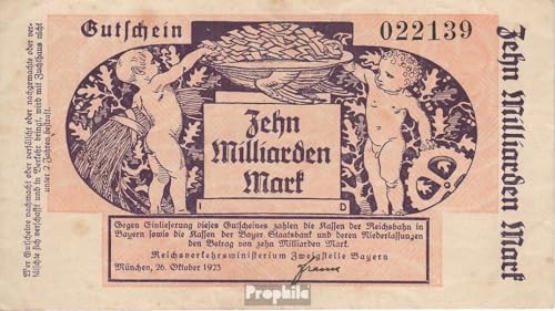 Billete Baviera S1105 de la Reichsbahn bvara usado, 10 millones de marcos de 1923