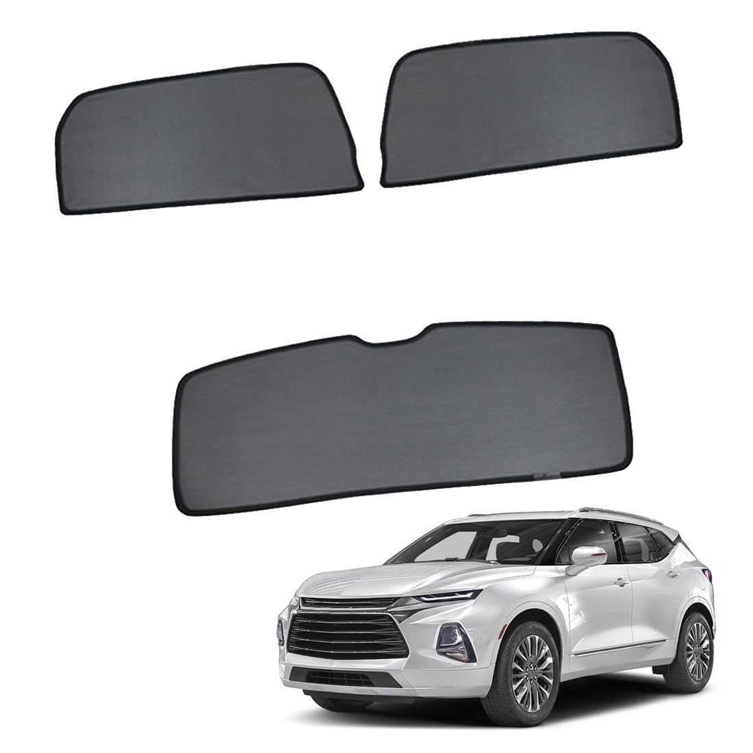 ZJIEX Parasol Coche Ventana Lateral Infantil para Blazer 2019-2023 Parasol Ventana Cortinas Magnética Protección UV Solar para Bebé y Mascotas Negro,Rear-Window+Back-windscreen-3PCS