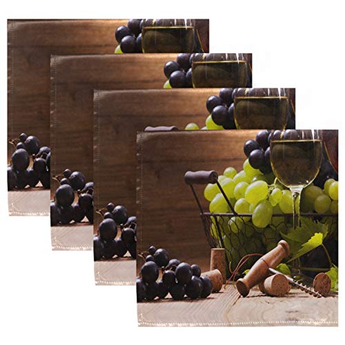 Oyihfvs Red And White Wine Grapes Glasses Cloth Napkin Set Of 4,Dinner Napkins Reusable Table Napkin Washable Polyester Fabric For Cocktail Party Holiday Wedding Home #TOP4