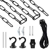 Kit de luz colgante con 15 pies de cadena y 15 pies de cable con interruptor y ganchos negro, incluye 15 pies de cadena, 15 pies de cable, interruptor y 2 ganchos de techo, construcción de metal resistente, instalación sin herramientas, para lámpara colgante o ventilador de techo 4