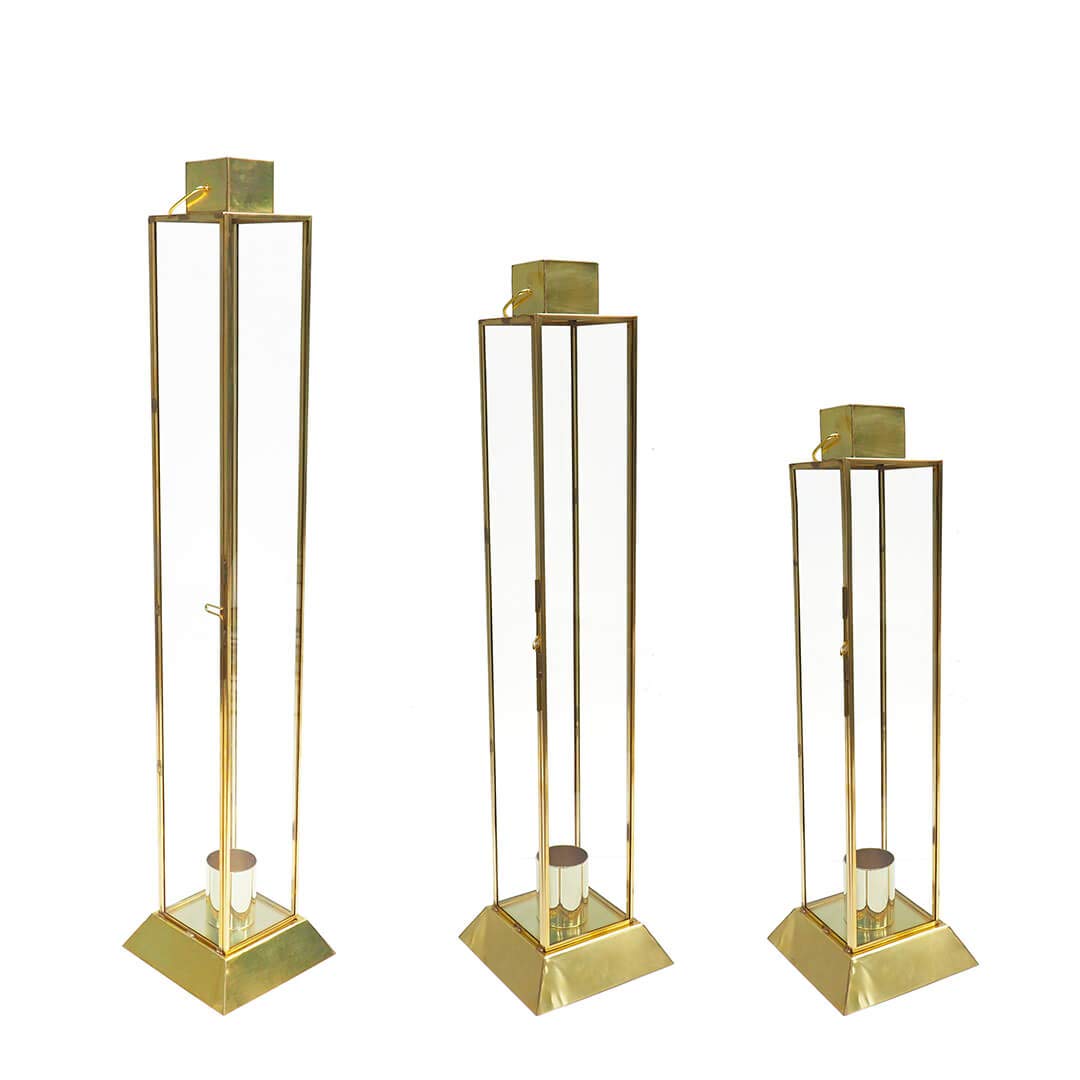 Buy Koyal Wholesale Tall Glass Taper Candle Lantern Holders, Set of 3