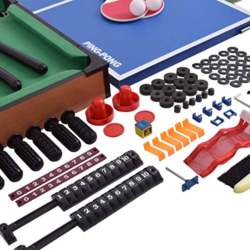 ReunionG 4 in 1 Multi Game Table Including Hockey Foosball Table Tennis Billiard Combination