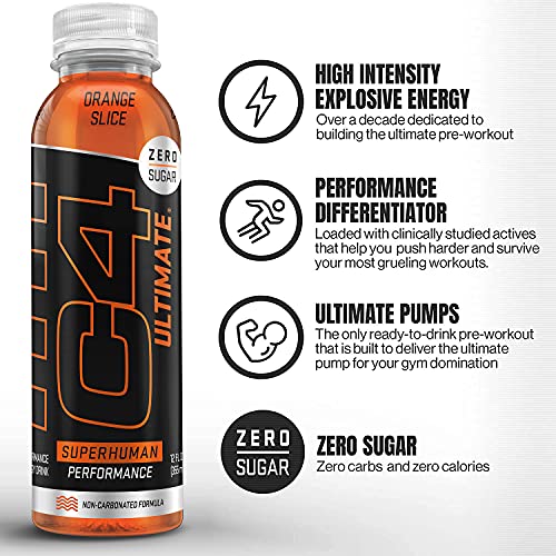 C4 Ultimate Non-Carbonated Zero Sugar Energy Drink, Pre Workout Drink + Beta Alanine, 12 Fl Oz (Pack Of 12) #TOP1