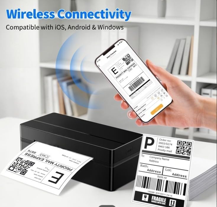 Image of RP425 Thermal Label Printer, Wireless, High-Speed Shipping Label Printer for Barcode, Logistics and Warehouse Management