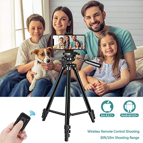 Handy Stativ, ZETONG 127cm Smartphone Stativ mit Fernauslöser and Halterung Dreibeine Stative Fotostativ für iPhone/Galaxy/Huawei Leichtes Kamera Schwarz – Bild 7