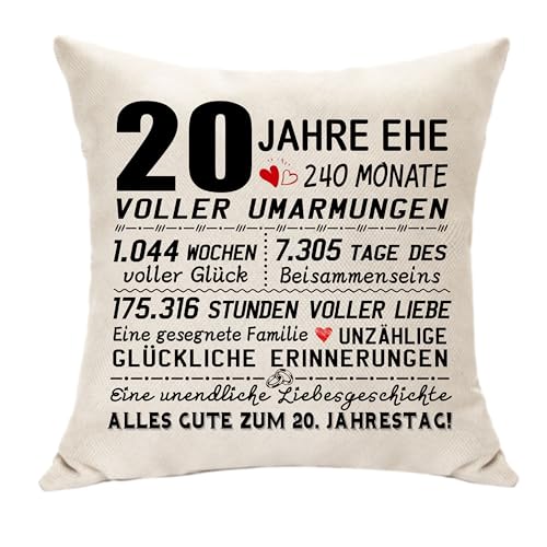 Hasodeo 20 Jahrestag Geschenk Für Ihn Sie, Kissenbezug Porzellanhochzeit Beste Hochzeitstag Jahrestag Geschenkidee, Geschenk zum 20. Jahrestag Für...