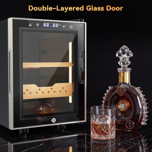 Image of Upgraded 16L Electric Humidor, Thermoelectric Humidor Cabinet with Touchscreen Temp & Humidity Control, Double-Layer Glass Door with Air Circulation System