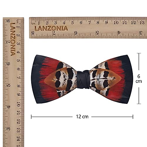 Image of Feather Bow Ties for Men Original Luxury Elegant Wedding Bow Tie Pre-Tied Handmade Mens Bowties for Tuxedo