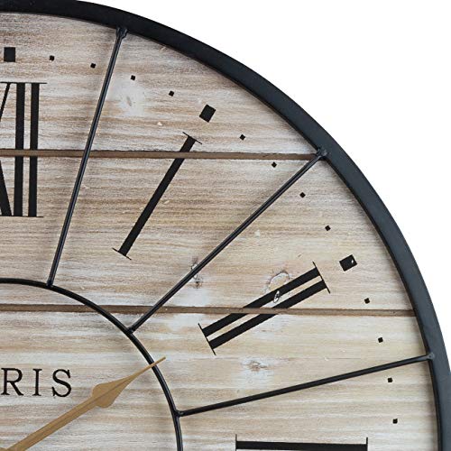 Sorbus Paris Large Wall Clock for Living Room - 24-Inch Oversized Centurian Roman Numeral Style Modern Clock - Wood Metal Decorative Analog Home Decor - Image 5