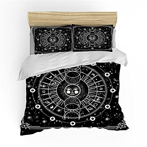 Heartgown Sun Moon Comforter Cover Set Stars Space Psychedelic Duvet Cover Black And White Bedding Set 3Pcs For Kids Boys Teens Microfiber 2 Pillow Cases(No Comforter) #TOP1