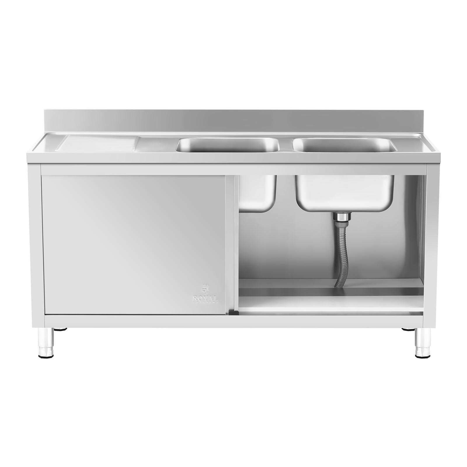 Royal Catering Lavello da Cucina in Acciaio Inox Lavello Armadiato RC-IKS03 (400 x 400 x 250 mm, Acciaio Inox, Alzatina 100 mm)