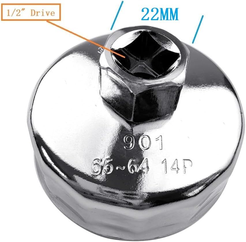 Miniatura 3 de Llave de filtro de aceite de 14 flautas de 2.520 in2.5 pulgadas para Honda, Yamaha, Mazda, Nissan, motocicleta, Polaris, Indian Challenger,