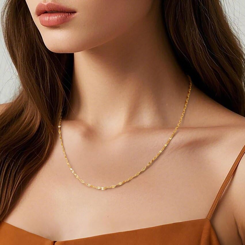 14K Gold Necklaces for Women Dainty Necklace for Women Non Tarnish Thin Gold Chain Necklace Womens Fusion of Art and Aesthetics Necklaces for Mens Chain 16,18,20,22,24 Inches - Image 5