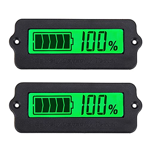 DollaTek 2Pcs Medidor de batería Verde Monitor de Capacidad de luz de Fondo DC 8-63V Indicador de batería Digital DC 12V 24V 36V 48V Indicador de batería de Iones de Litio y Plomo