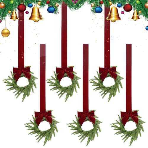 Pequeña corona de Navidad – Pino en miniatura con elegante círculo decorativo de Navidad compacto, acogedor juego de adornos para el hogar, exhibición interior cálido ambiente de fiesta | Para