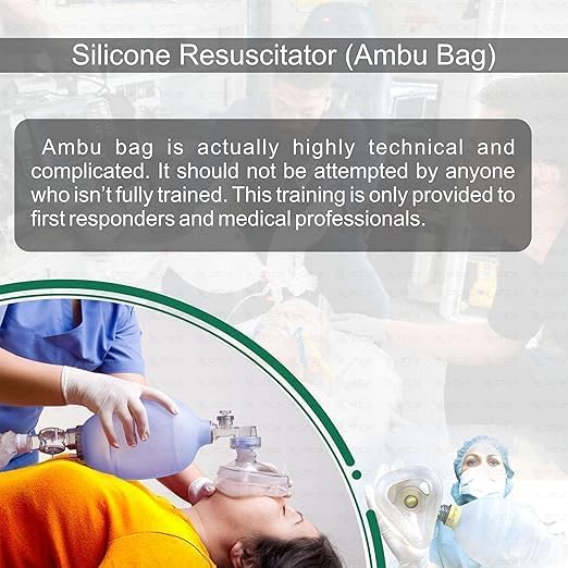Image of OTICA Silicone Ambu Bag Kit with Mask & Oxygen Tube | Autoclavable Manual Resuscitator Bag Valve Mask (BVM) | Latex- Free Emergency CPR Ventilation Kit for Hospitals & Emergency Care - Adult (1600 ml)