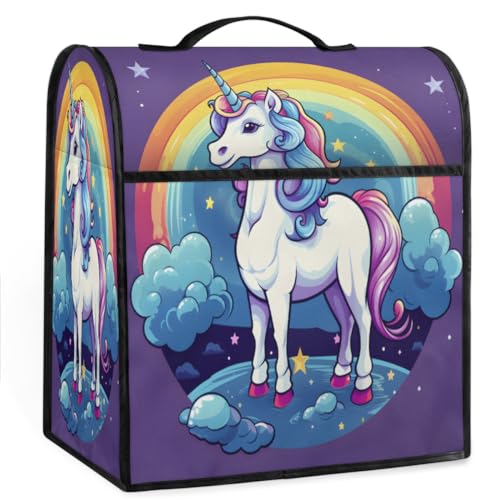 Coffee Maker Cover Rainbow Unicorn Kitchen Appliance Covers Small Appliance Covers Blender Cover Juicer Cover Dust Covers for Kitchen Appliances with Top Handle and Pockets,Washable,B308